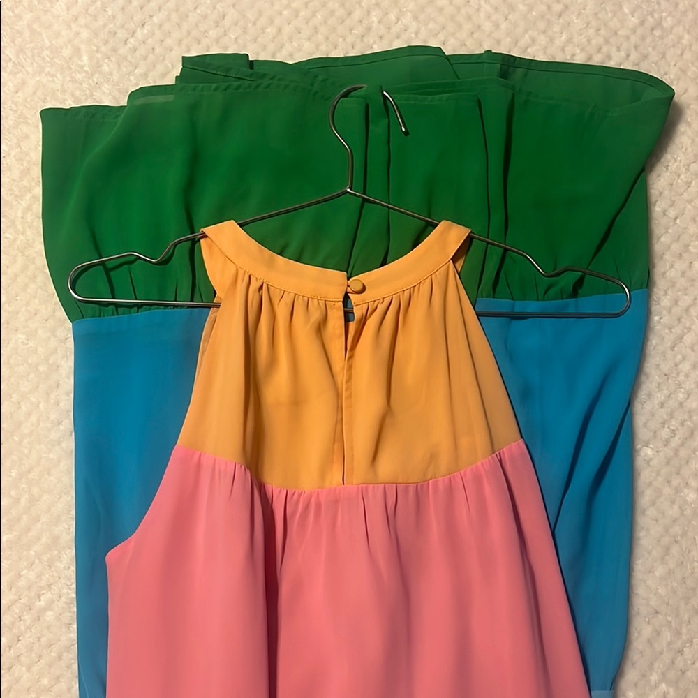 Jade Melody Womens Maxi Dress Tam Rainbow Halter Dress Colorblock Tunic Small - Picture 8 of 9